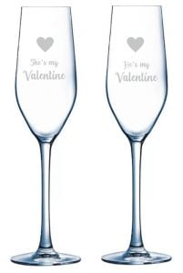 Valentines Day Slogan Champagne Flute Pair